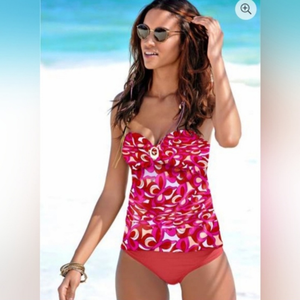 VENUS Bandeau Tankini Swim Top, Butterflies Print